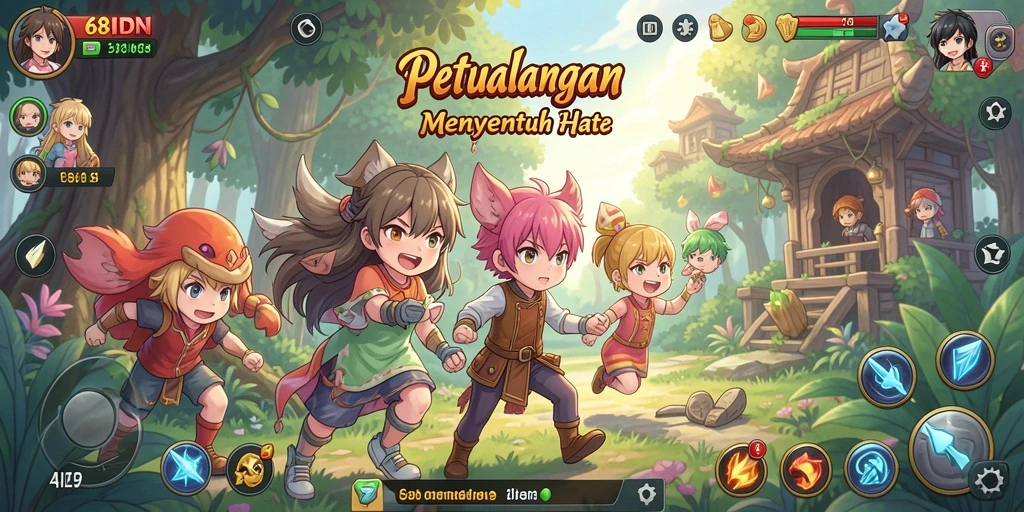 Tampilan gameplay Anime yang menakjubkan dan interaktif.
