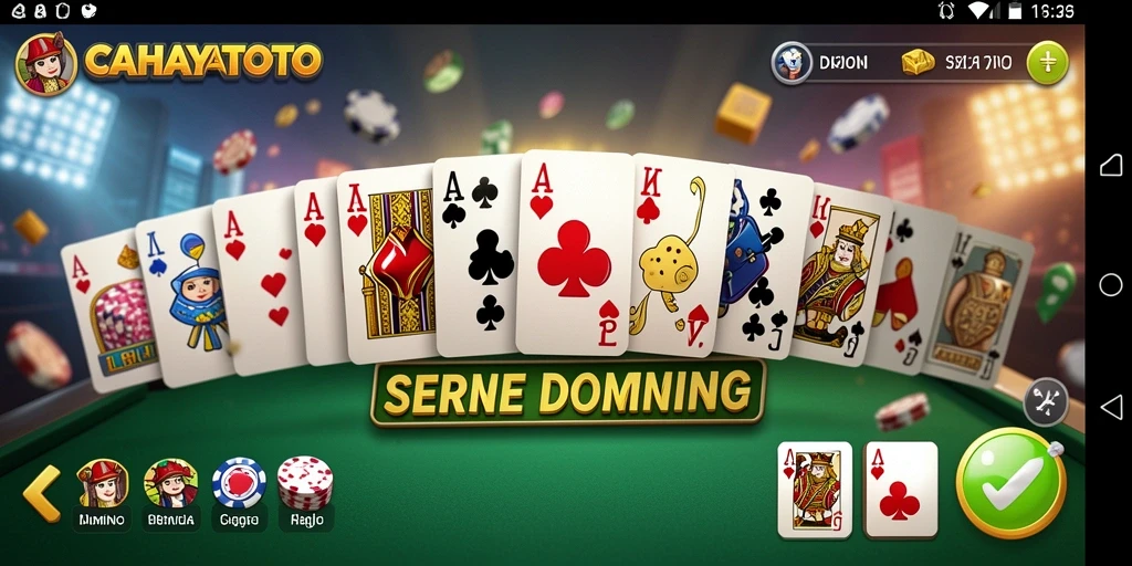 Screenshot gameplay utama CAHAYATOTO menampilkan aksi Domino yang seru.