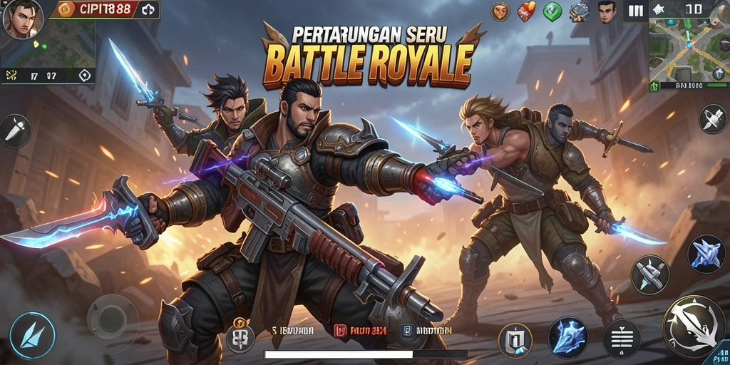 Screenshot gameplay CIPIT88 menampilkan aksi intens Battle Royale.