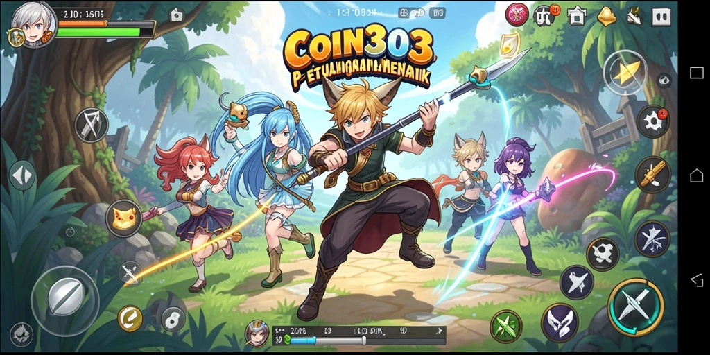 Tampilan menakjubkan dari karakter anime di gameplay COIN303.