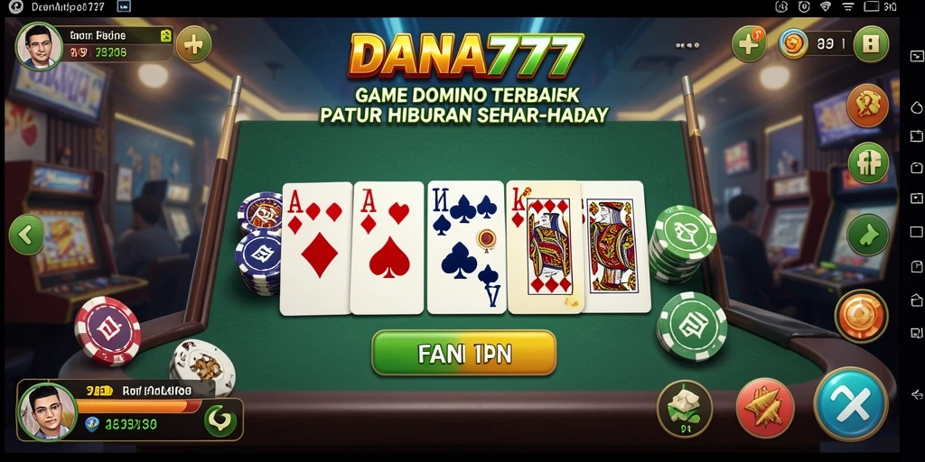 Screenshot gameplay DANA777 yang menunjukkan pertempuran seru di meja Domino.