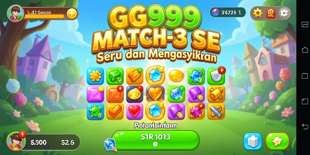 Tangkapan layar GG999 menampilkan gameplay Match-3 yang seru dan interaktif.