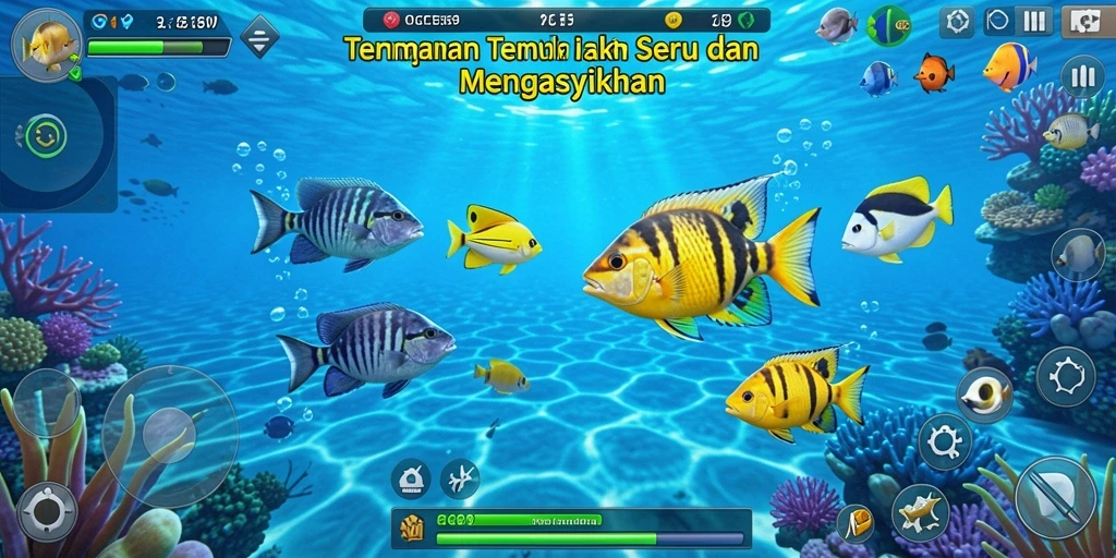 Tampilan gameplay OCE69 yang menegangkan saat menangkap ikan.