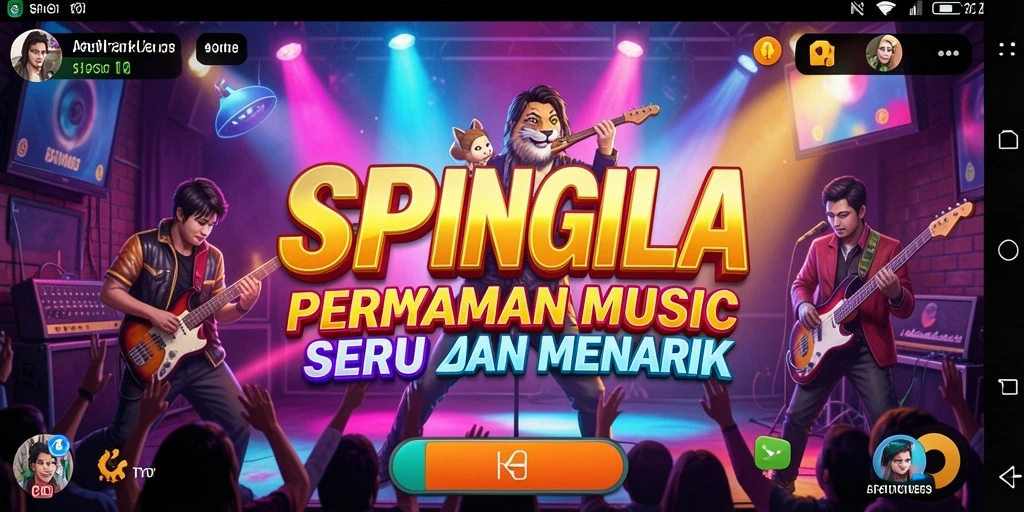 Tampilan gameplay SPINGILA yang seru dengan berbagai lagu.